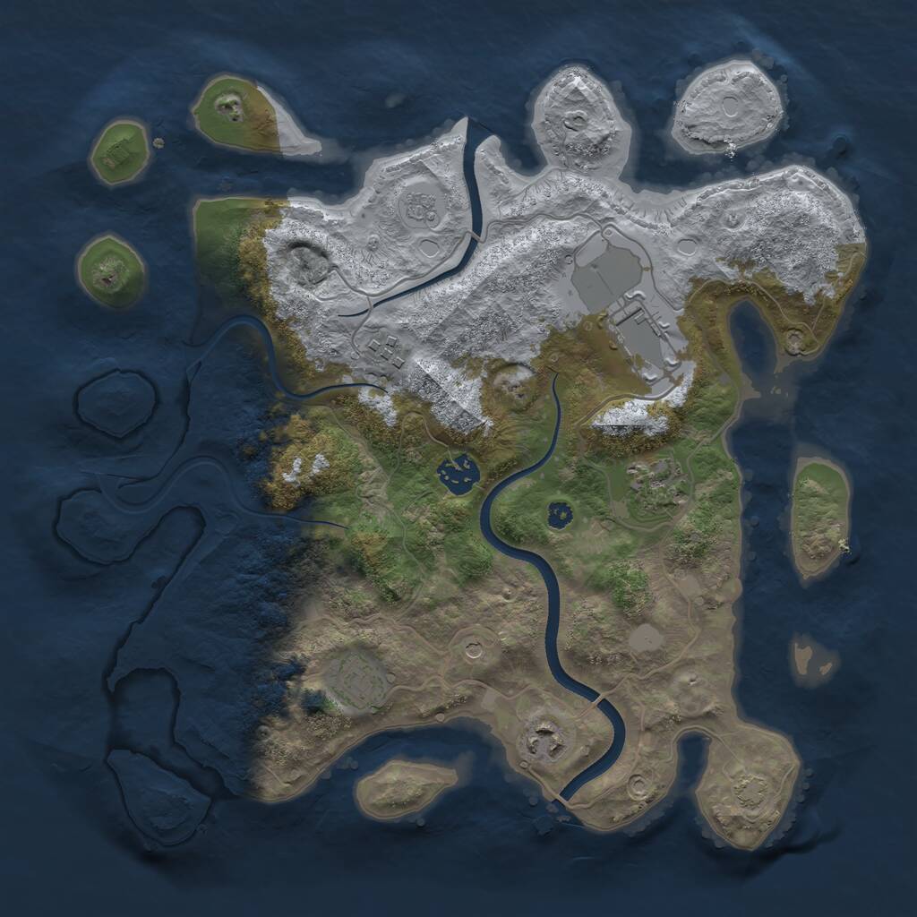 Rust Map: Procedural Map, Size: 3500, Seed: 565656565, 10 Monuments