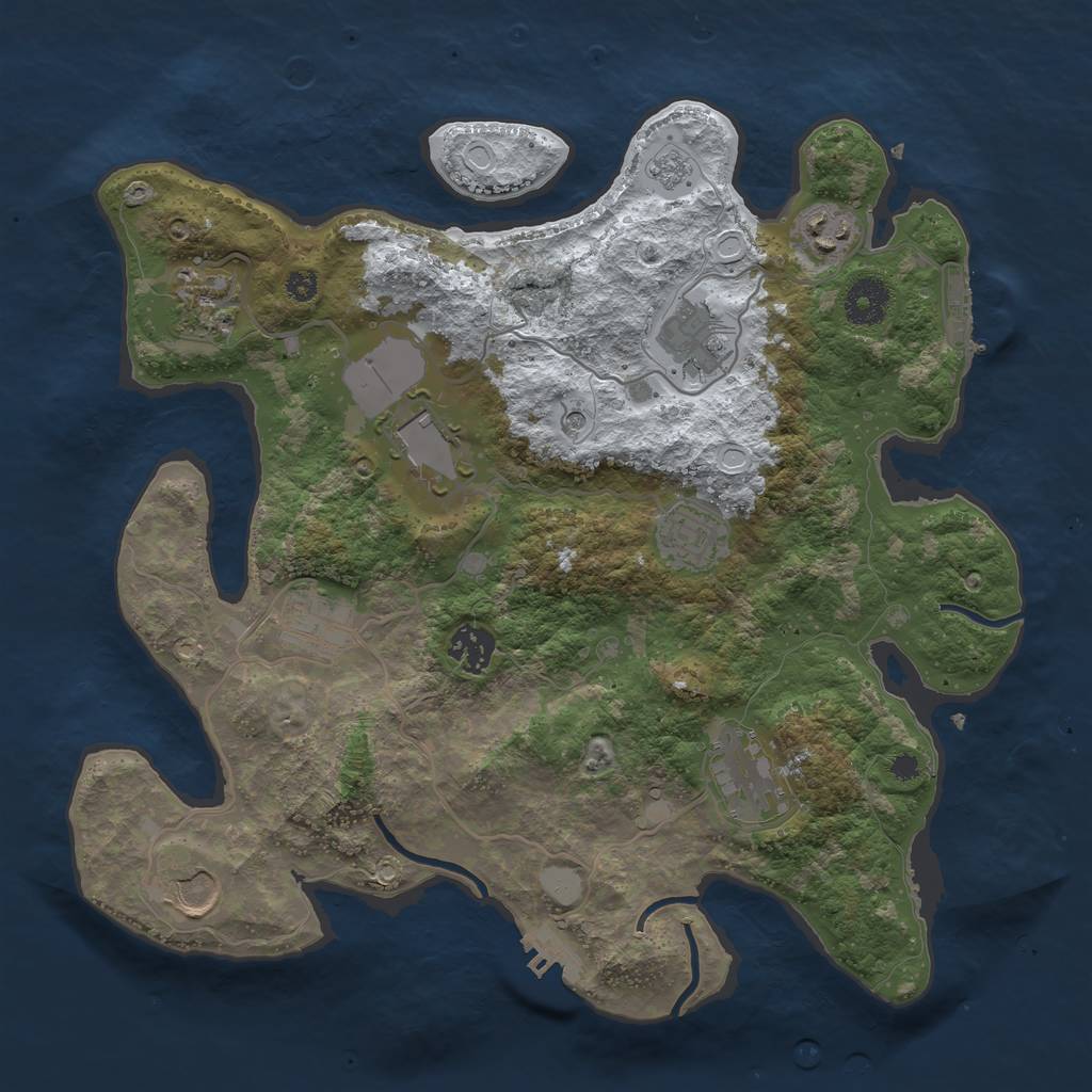 Rust Map: Procedural Map, Size: 3500, Seed: 158475325, 18 Monuments