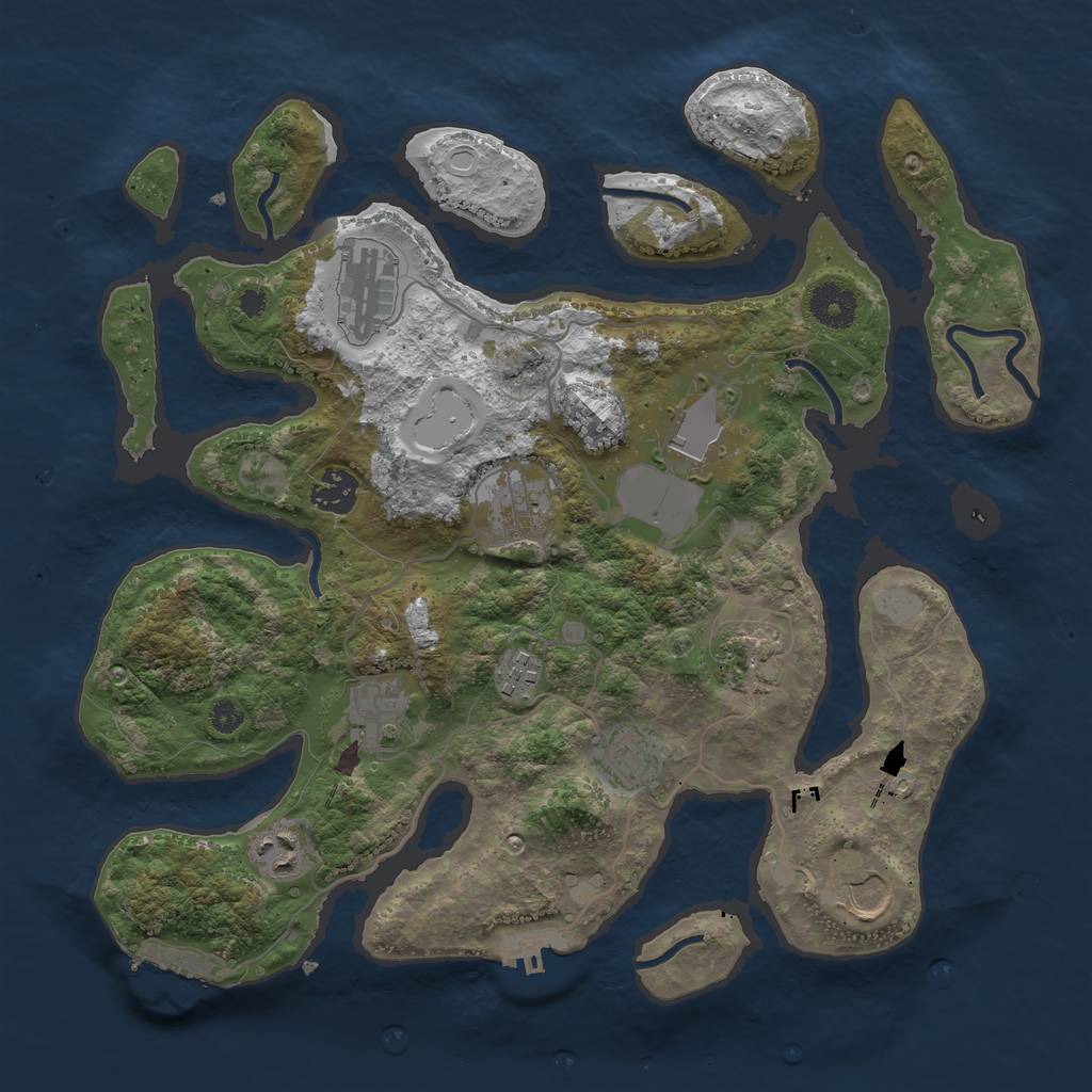Rust Map: Procedural Map, Size: 3550, Seed: 993815, 17 Monuments
