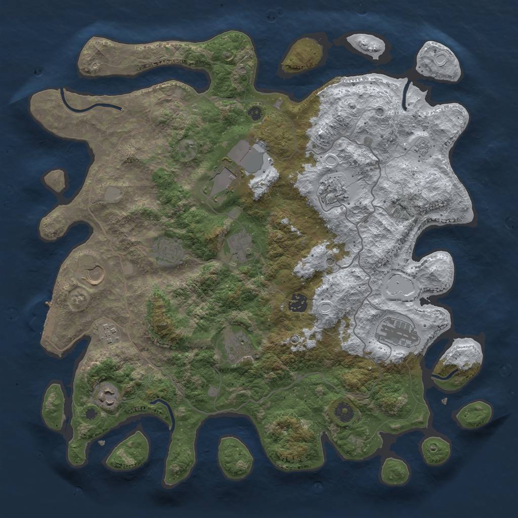 Rust Map: Procedural Map, Size: 4000, Seed: 358357446, 18 Monuments