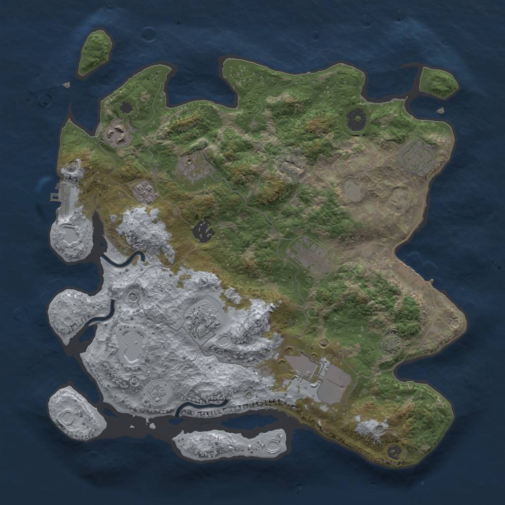 Rust Map: Procedural Map, Size: 3550, Seed: 848631, 16 Monuments