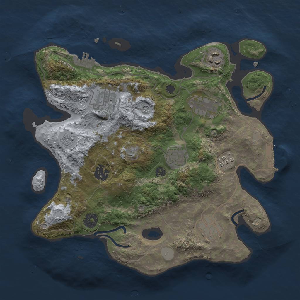 Rust Map: Procedural Map, Size: 3000, Seed: 176905283, 16 Monuments
