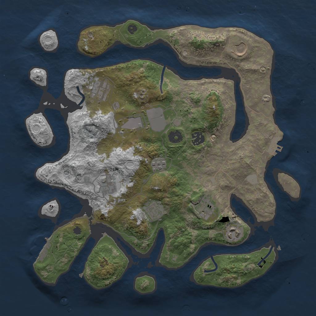 Rust Map: Procedural Map, Size: 3500, Seed: 65706, 17 Monuments