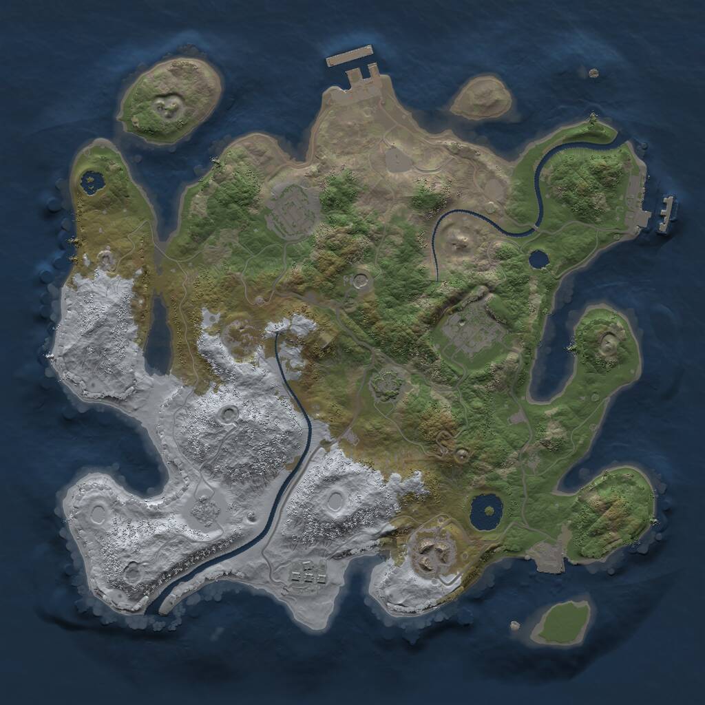 Rust Map: Procedural Map, Size: 3000, Seed: 35979958, 10 Monuments