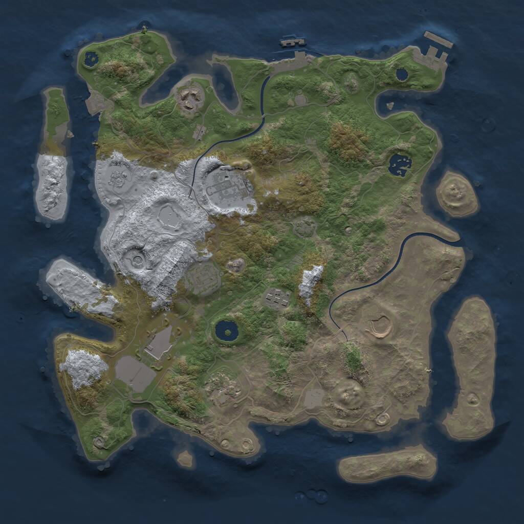 Rust Map: Procedural Map, Size: 3500, Seed: 5527, 14 Monuments