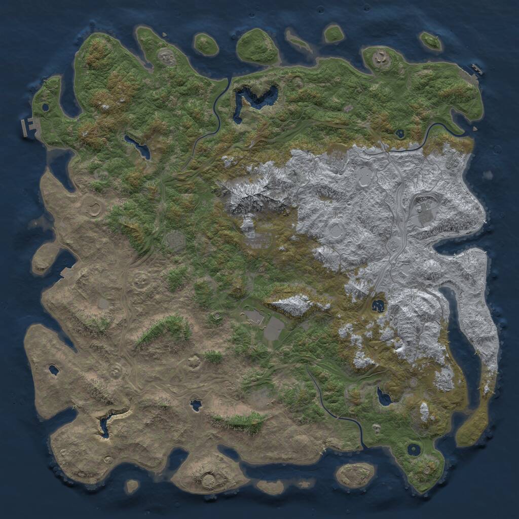Rust Map: Procedural Map, Size: 6000, Seed: 738356, 17 Monuments