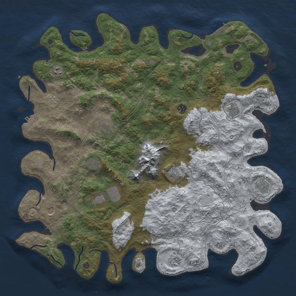 Rust Map: Procedural Map, Size: 5000, Seed: 1369728849, 20 Monuments