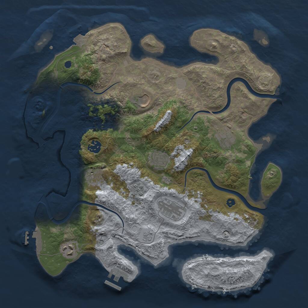 Rust Map: Procedural Map, Size: 3550, Seed: 631241, 14 Monuments