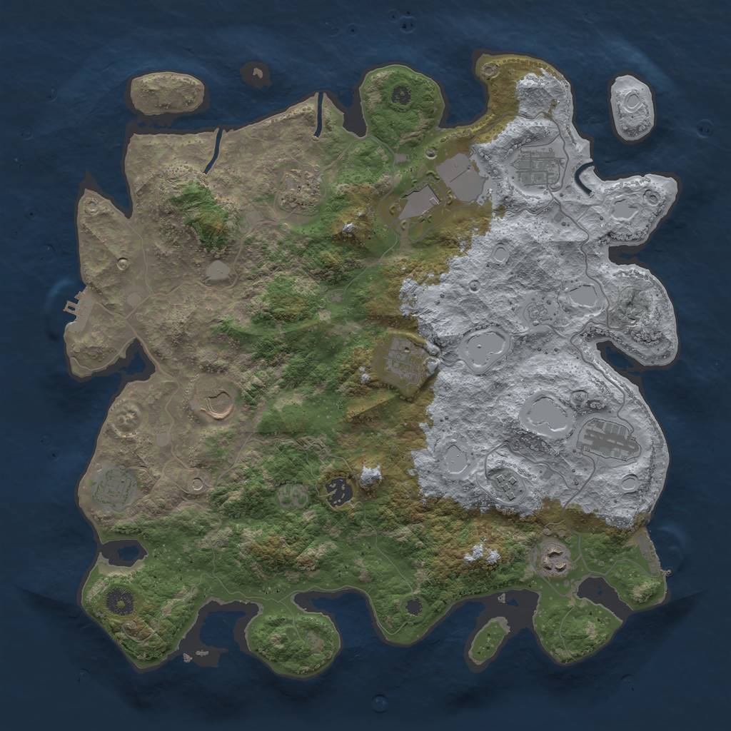 Rust Map: Procedural Map, Size: 3950, Seed: 459403191, 17 Monuments