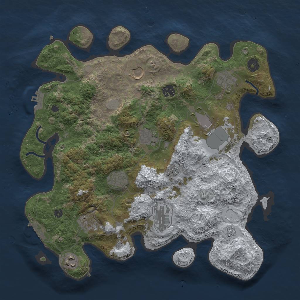 Rust Map: Procedural Map, Size: 3550, Seed: 592239, 19 Monuments