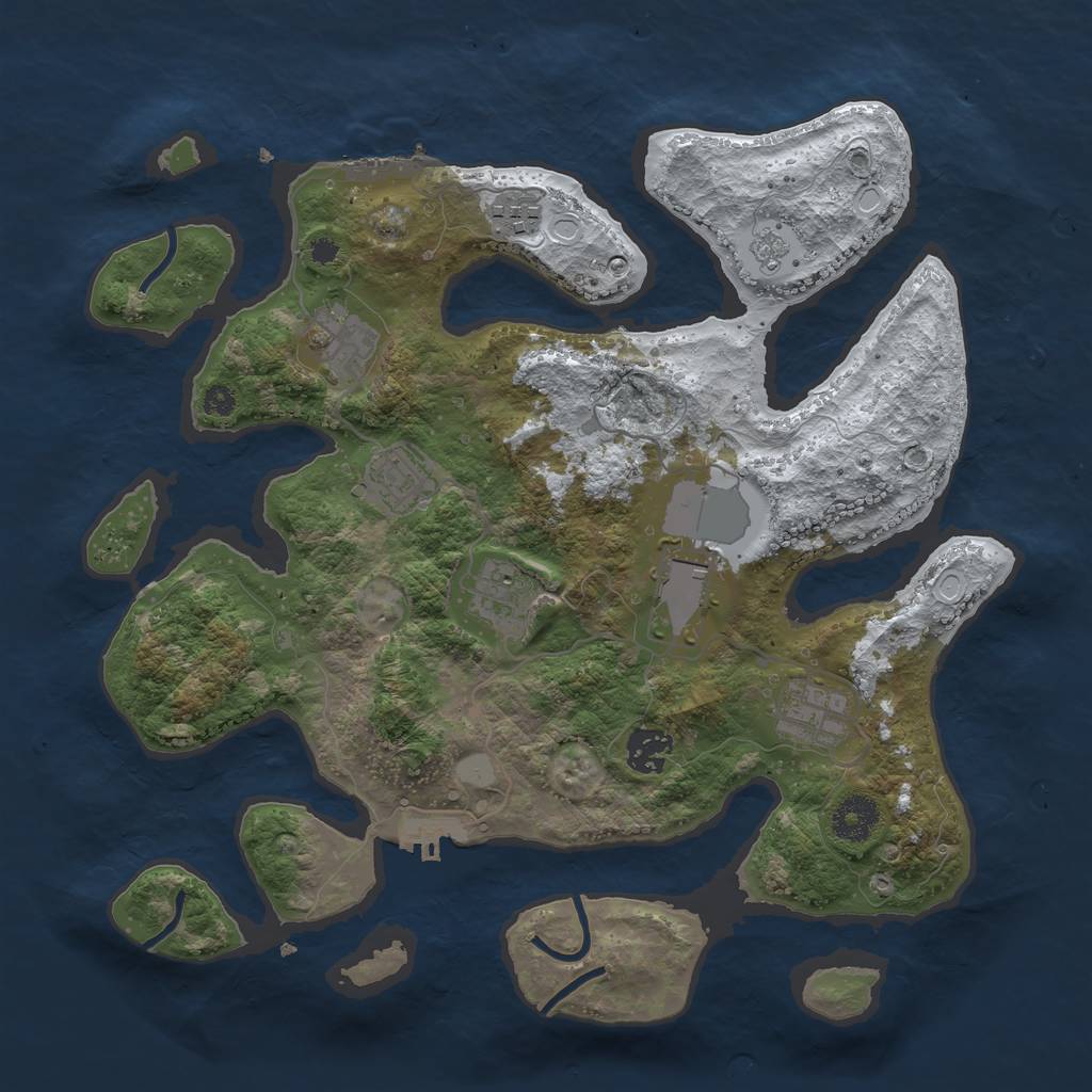 Rust Map: Procedural Map, Size: 3500, Seed: 1962607296, 15 Monuments