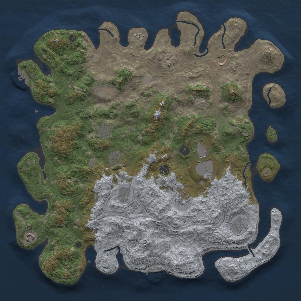 Rust Map: Procedural Map, Size: 4500, Seed: 43241412, 18 Monuments