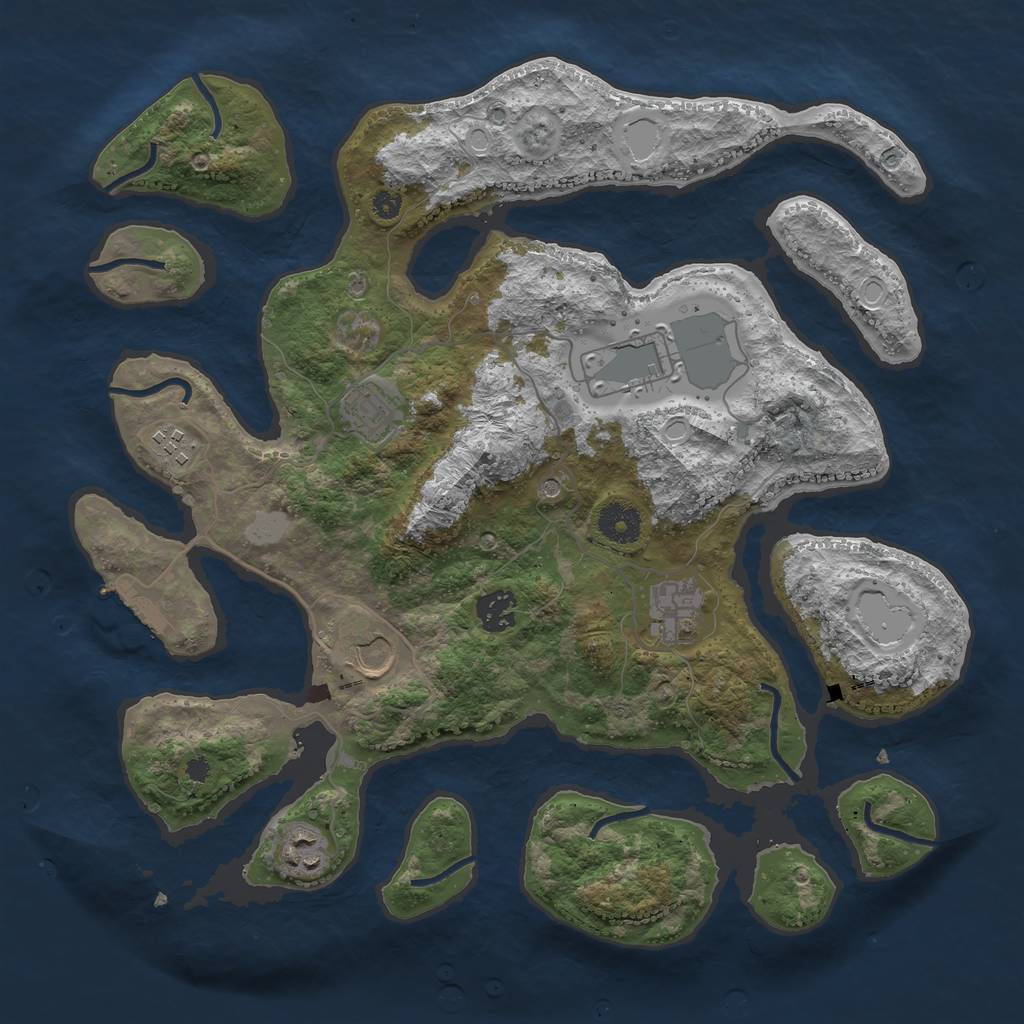 Rust Map: Procedural Map, Size: 3650, Seed: 1729941083, 14 Monuments