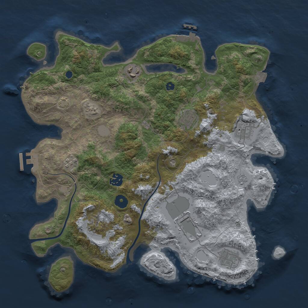 Rust Map: Procedural Map, Size: 3550, Seed: 196653, 14 Monuments