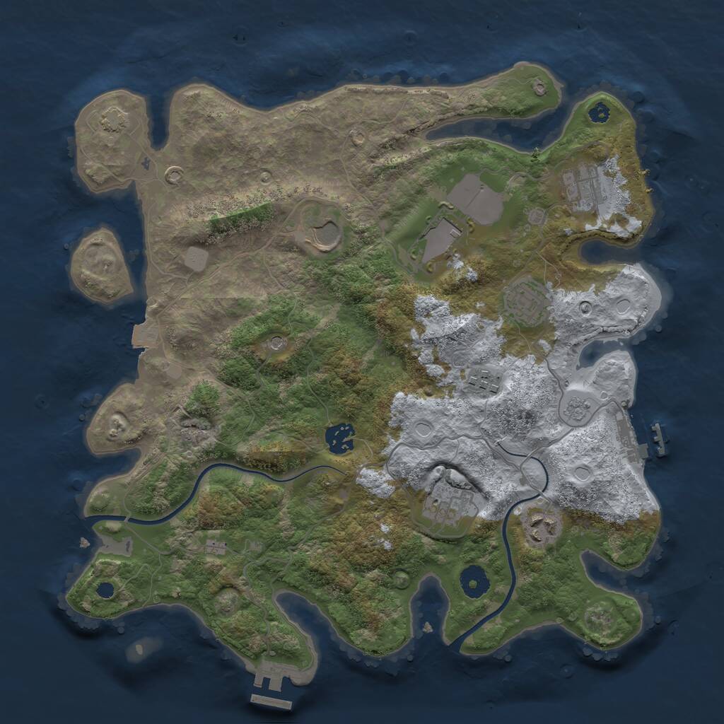 Rust Map: Procedural Map, Size: 3550, Seed: 736397, 14 Monuments