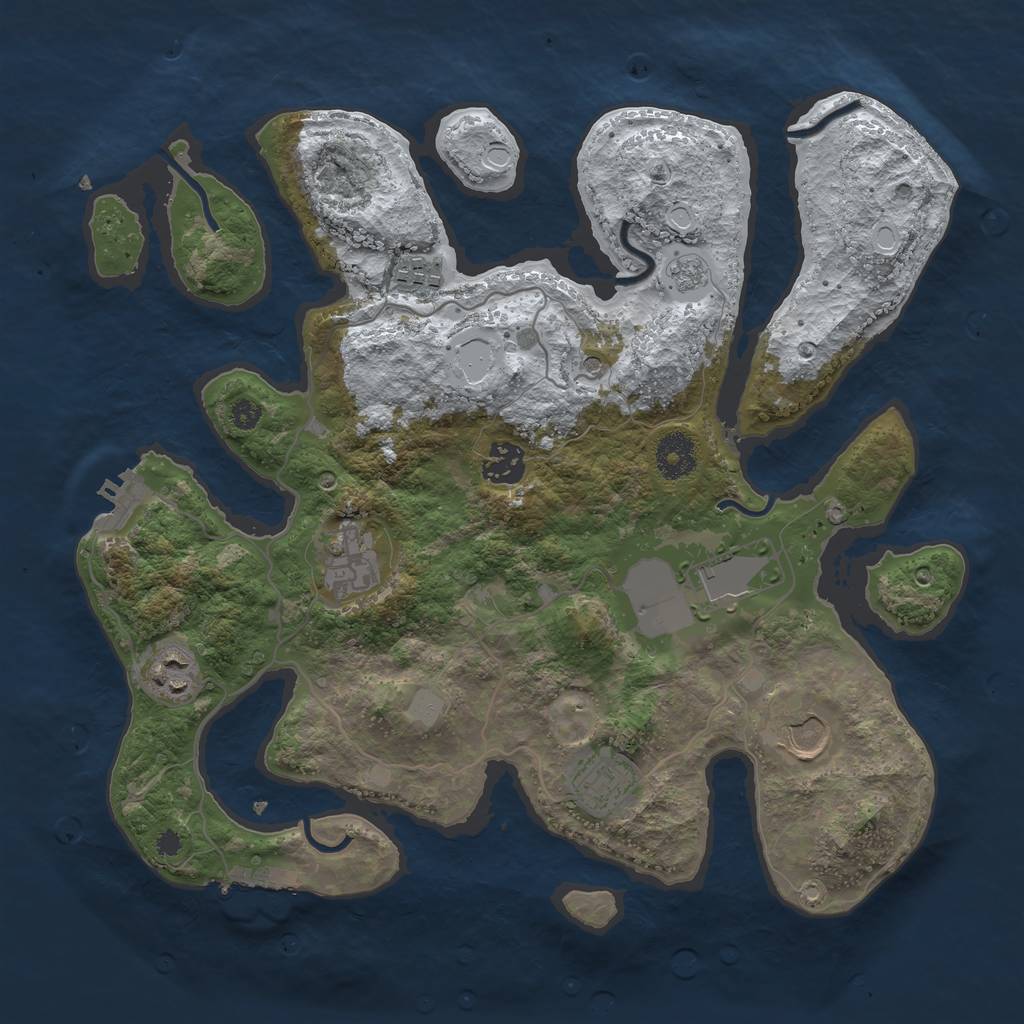 Rust Map: Procedural Map, Size: 3500, Seed: 775102741, 16 Monuments