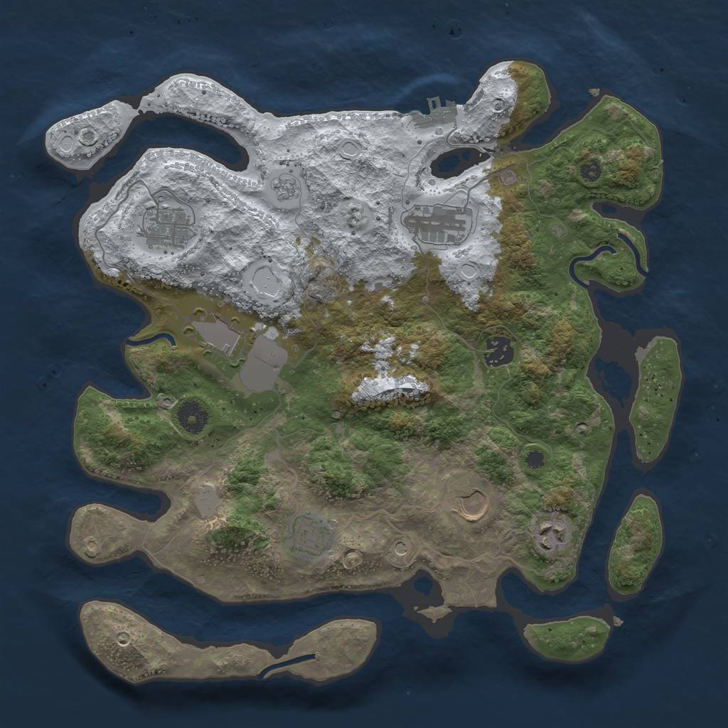 Rust Map: Procedural Map, Size: 3550, Seed: 44385, 15 Monuments