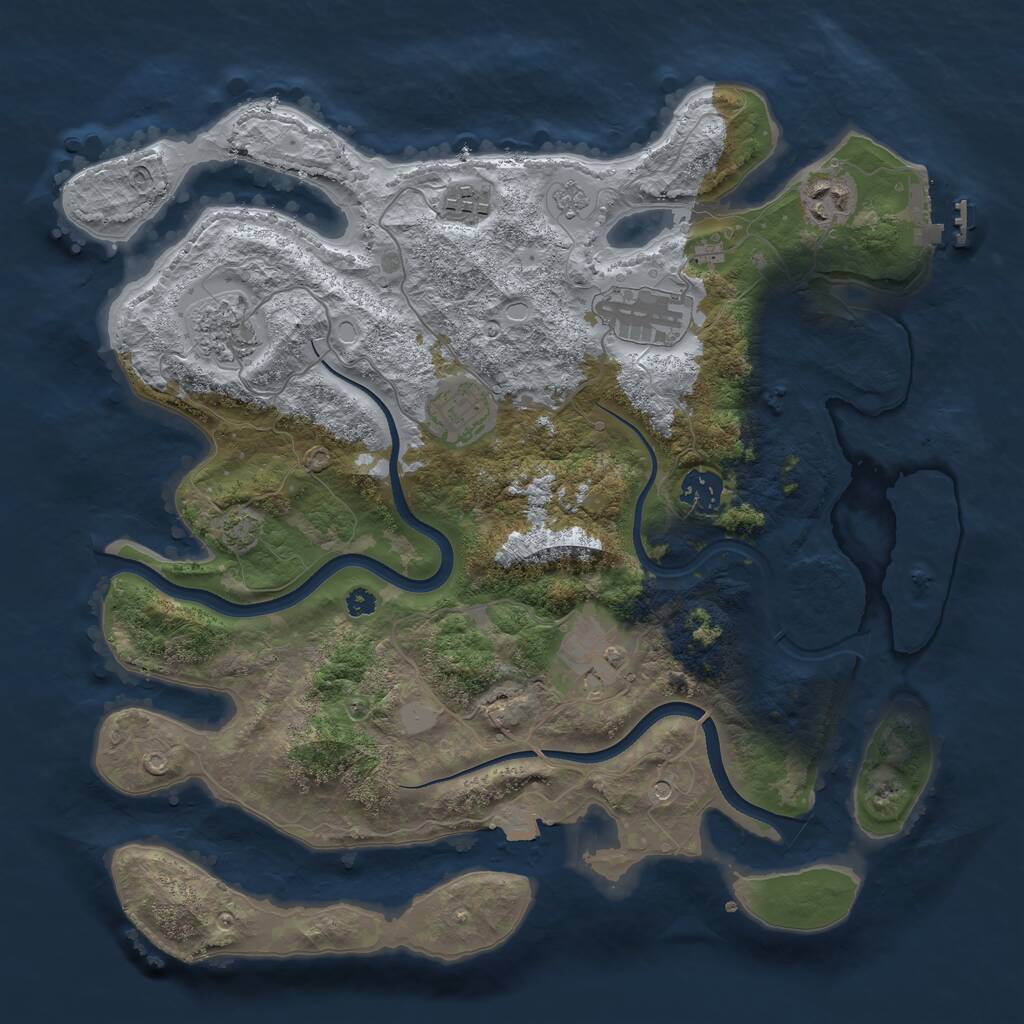 Rust Map: Procedural Map, Size: 3550, Seed: 44385, 12 Monuments
