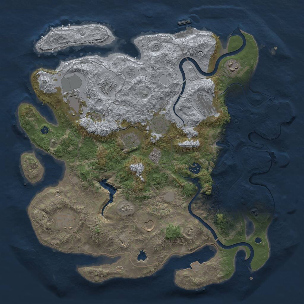 Rust Map: Procedural Map, Size: 4000, Seed: 695532, 16 Monuments