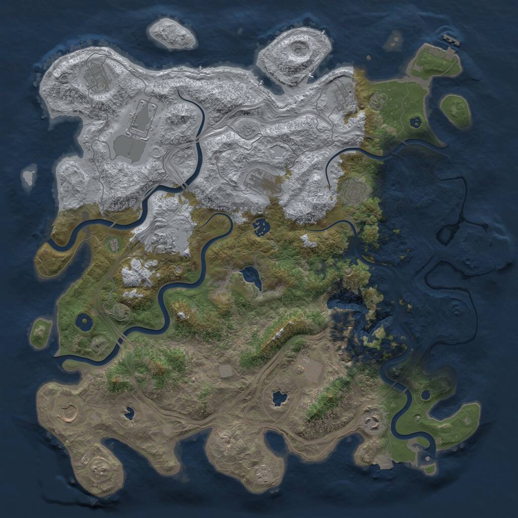 Rust Map: Procedural Map, Size: 4500, Seed: 987114, 17 Monuments
