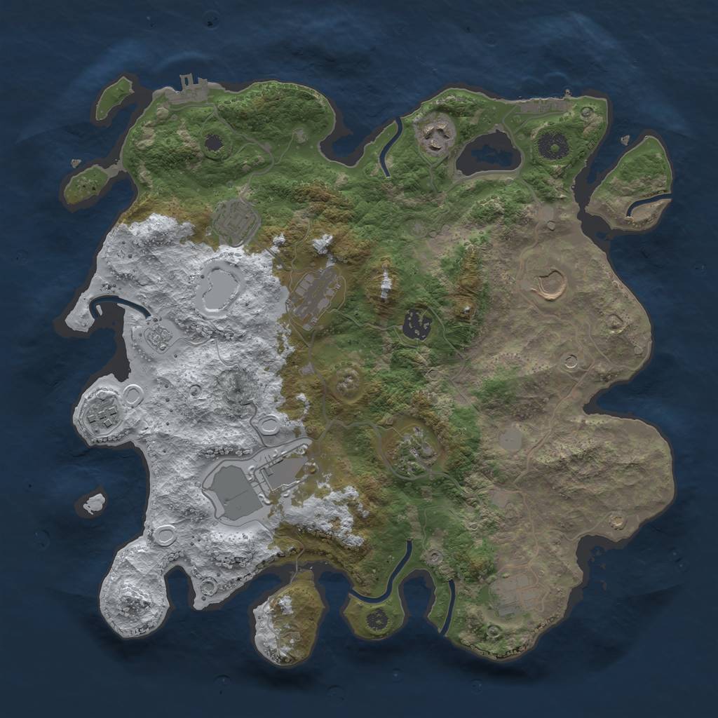 Rust Map: Procedural Map, Size: 3600, Seed: 84501049, 18 Monuments