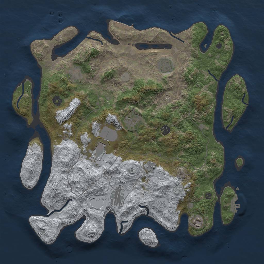 Rust Map: Procedural Map, Size: 4000, Seed: 2011658594, 17 Monuments