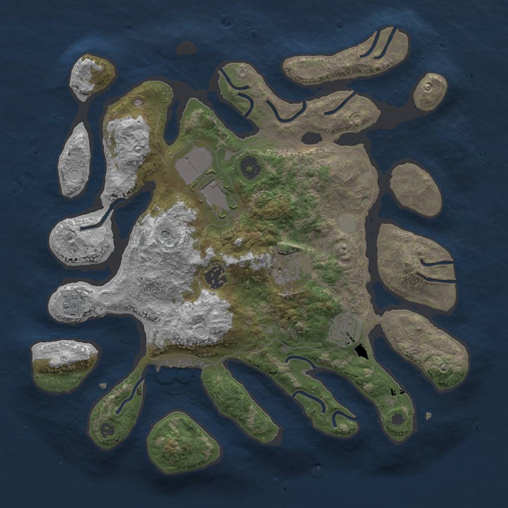 Rust Map: Procedural Map, Size: 3550, Seed: 678044, 12 Monuments