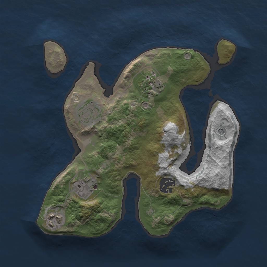 Rust Map: Barren, Size: 2500, Seed: 5422, 8 Monuments