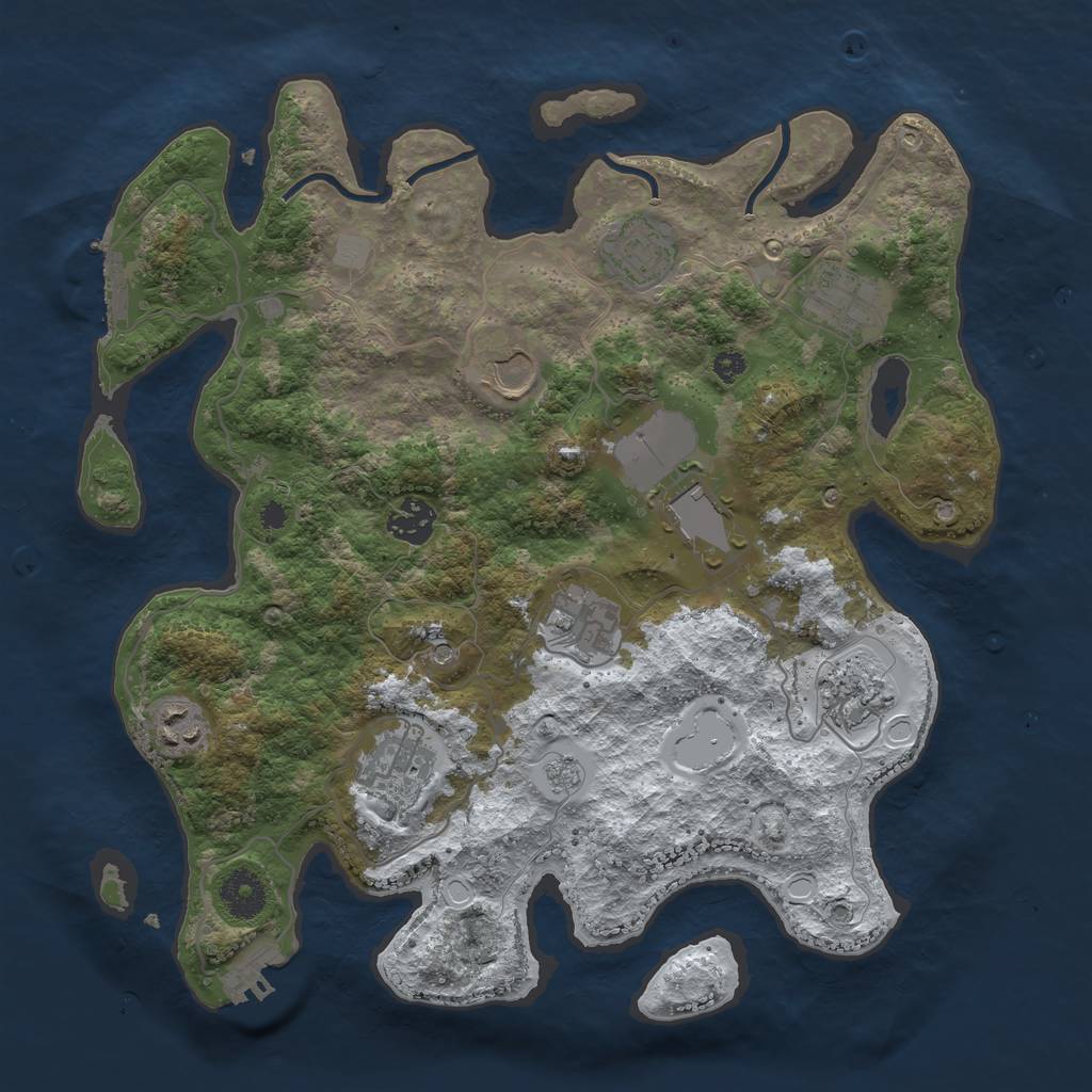 Rust Map: Procedural Map, Size: 3500, Seed: 32848184, 18 Monuments