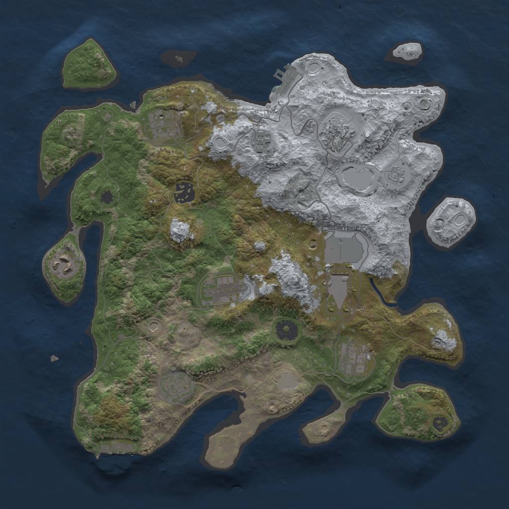 Rust Map: Procedural Map, Size: 3500, Seed: 9316874, 16 Monuments