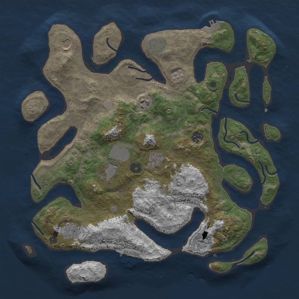 Rust Map: Procedural Map, Size: 4000, Seed: 12344, 16 Monuments