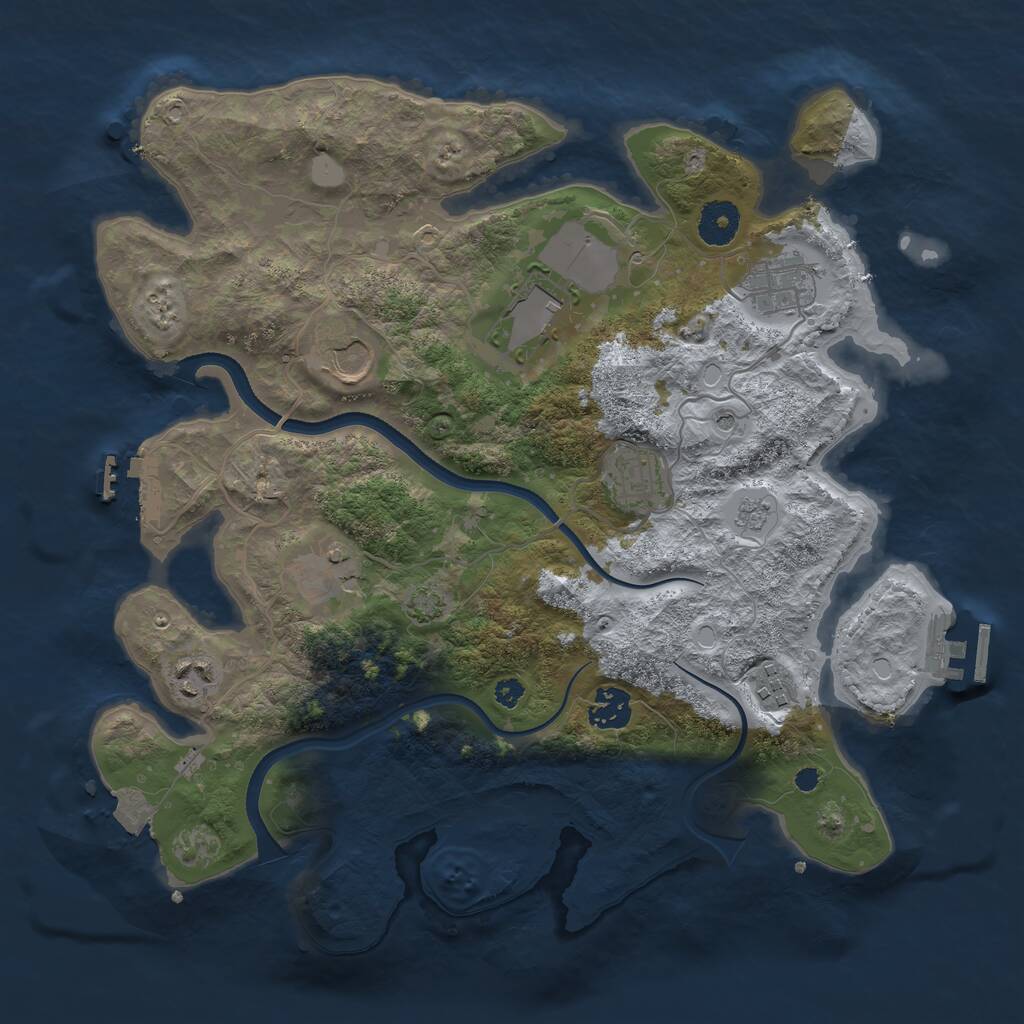 Rust Map: Procedural Map, Size: 3550, Seed: 565230, 14 Monuments