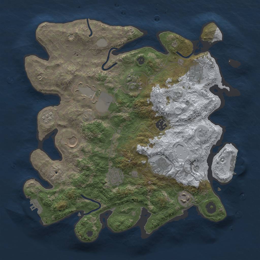 Rust Map: Procedural Map, Size: 3550, Seed: 565230, 18 Monuments