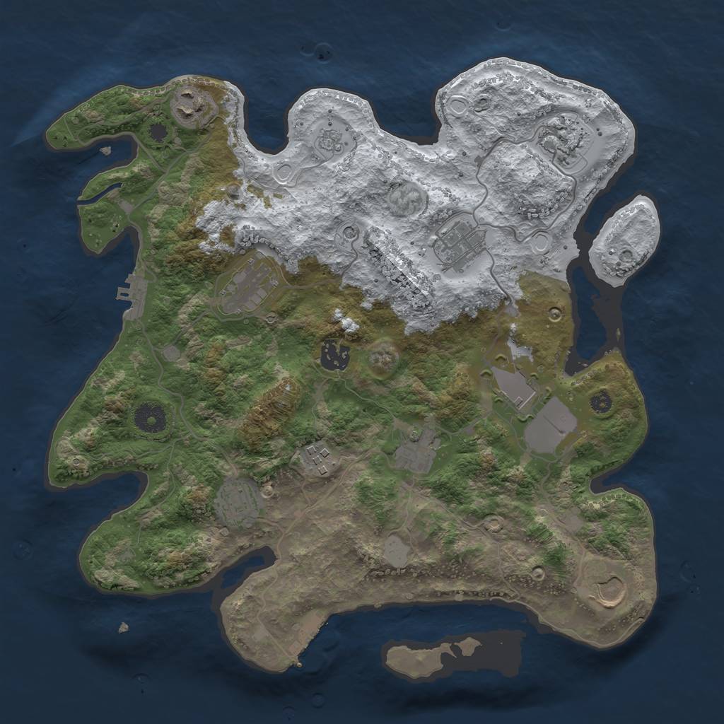Rust Map: Procedural Map, Size: 3500, Seed: 48497867, 19 Monuments