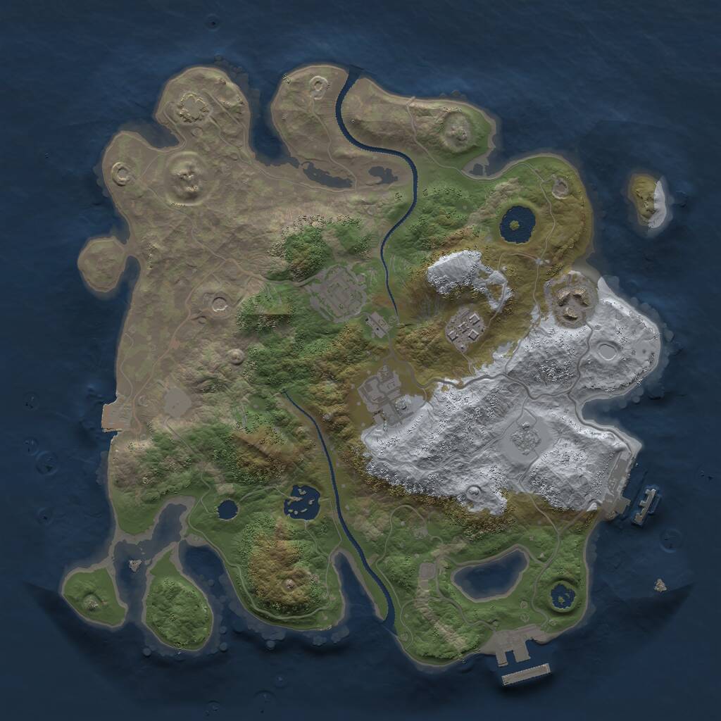 Rust Map: Procedural Map, Size: 3000, Seed: 2433363, 11 Monuments
