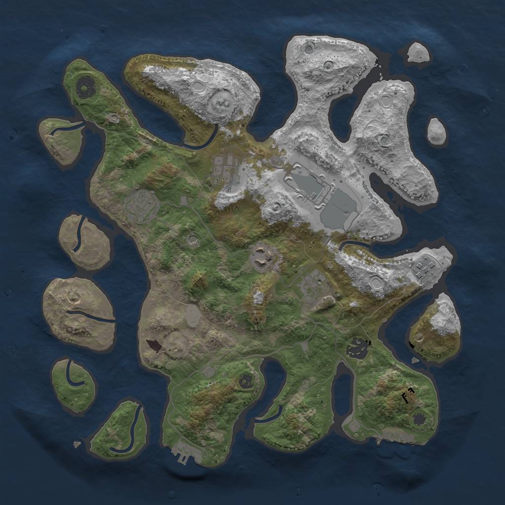 Rust Map: Procedural Map, Size: 3500, Seed: 376438958, 15 Monuments