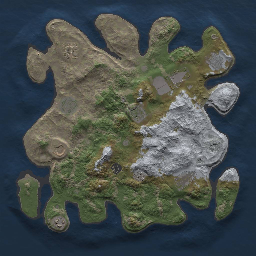 Rust Map: Barren, Size: 3600, Seed: 202212345, 13 Monuments