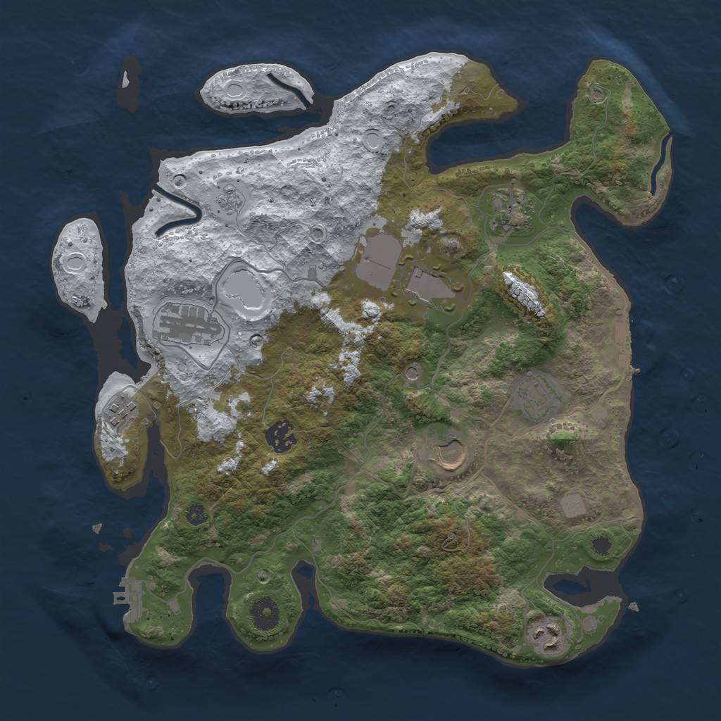 Rust Map: Procedural Map, Size: 3500, Seed: 1314356359, 17 Monuments