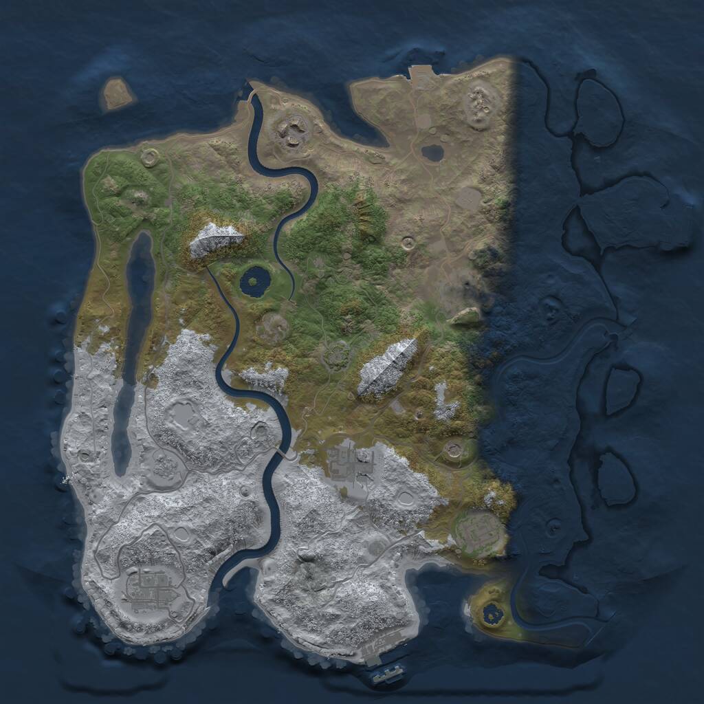 Rust Map: Procedural Map, Size: 3500, Seed: 330976928, 11 Monuments