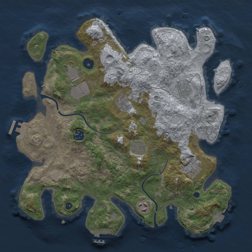 Rust Map: Procedural Map, Size: 3500, Seed: 7211049, 12 Monuments