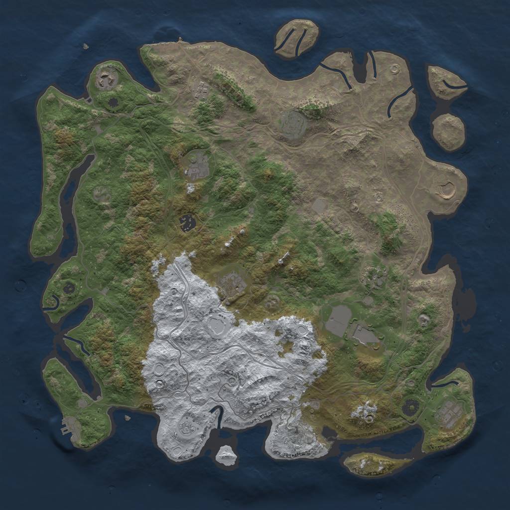 Rust Map: Procedural Map, Size: 4500, Seed: 1265716263, 19 Monuments
