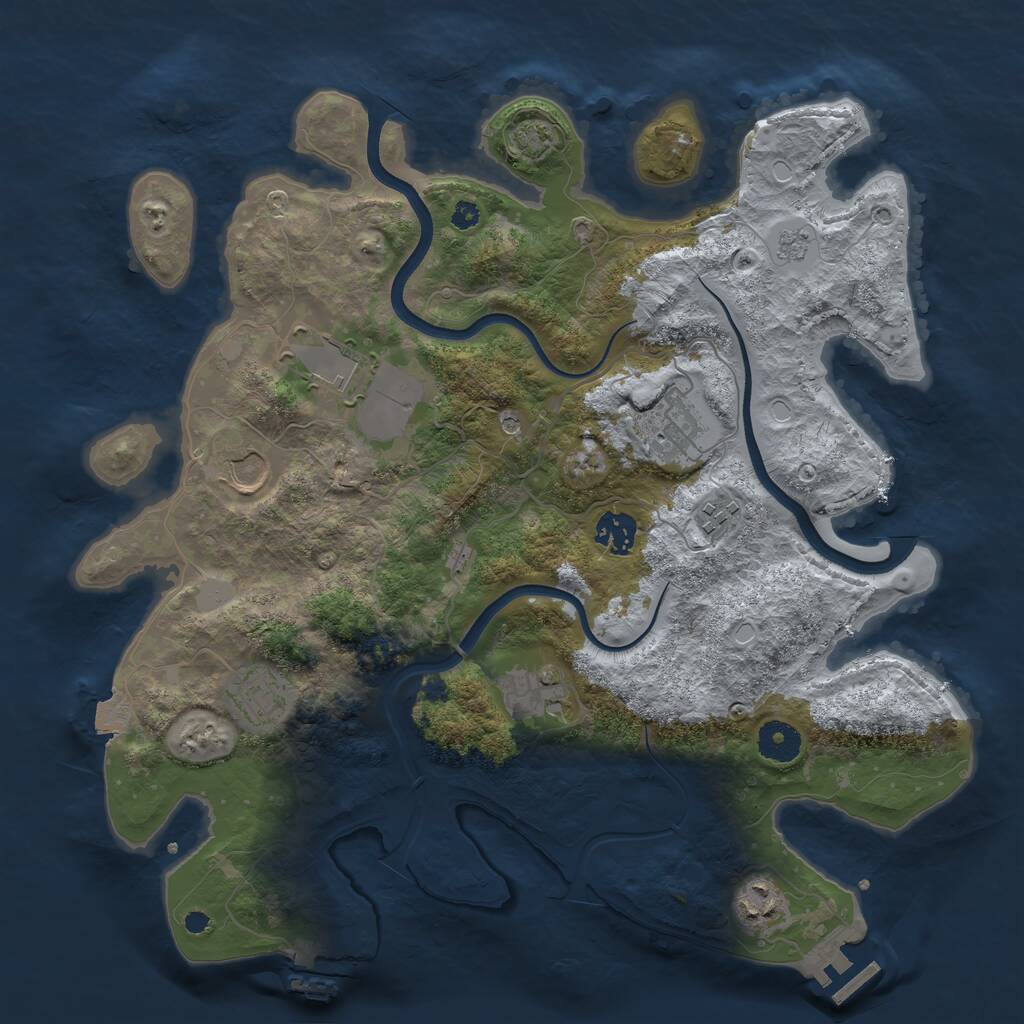 Rust Map: Procedural Map, Size: 3650, Seed: 1885099581, 14 Monuments