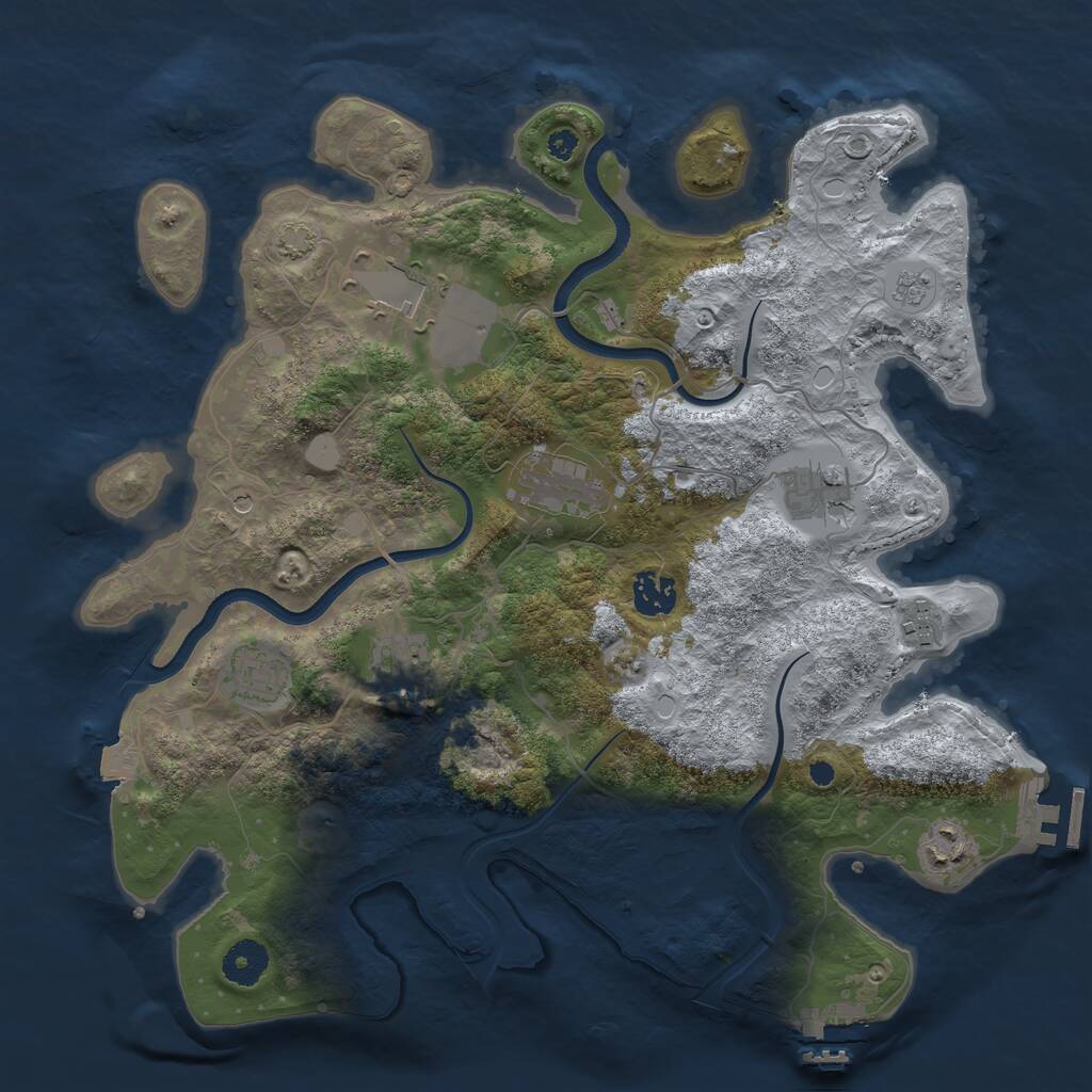 Rust Map: Procedural Map, Size: 3650, Seed: 1885099581, 14 Monuments