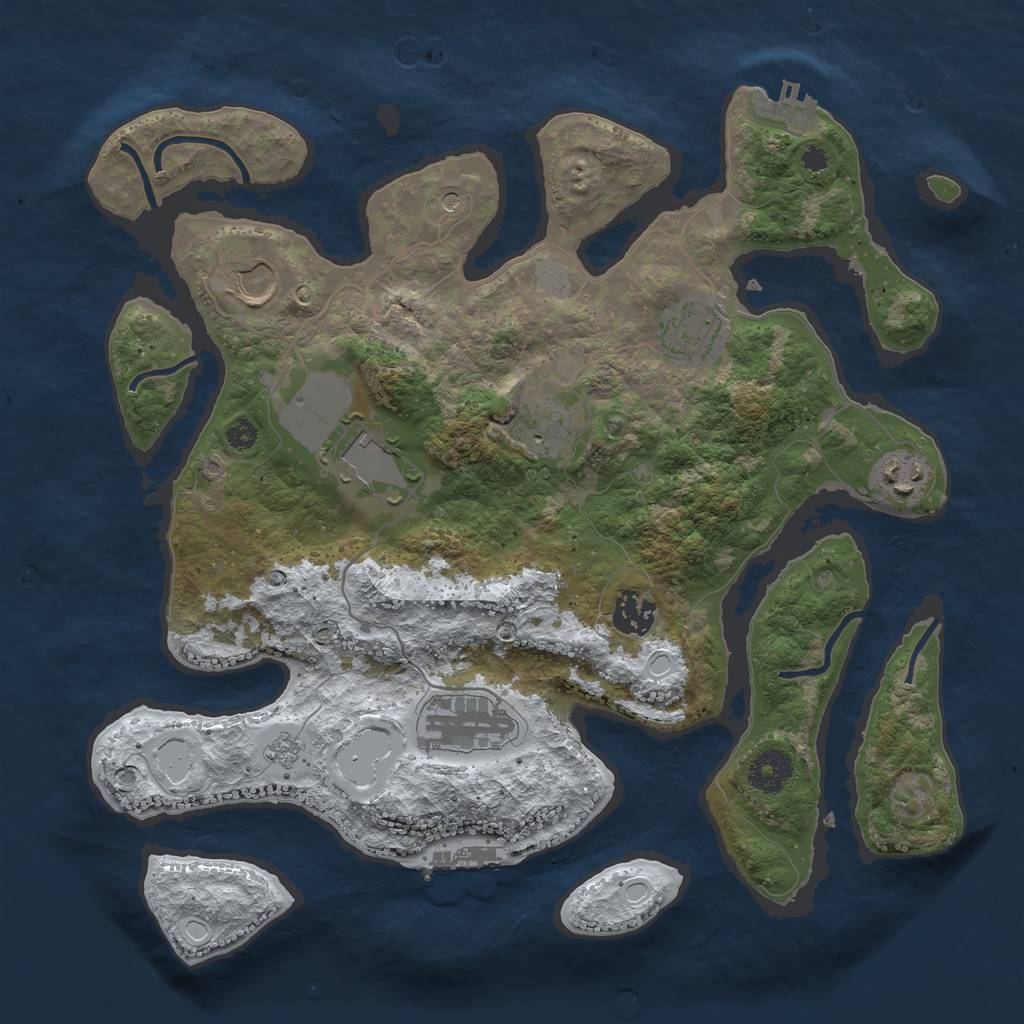 Rust Map: Procedural Map, Size: 3500, Seed: 566711249, 16 Monuments