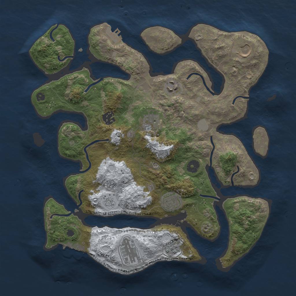 Rust Map: Procedural Map, Size: 3500, Seed: 1997703138, 16 Monuments