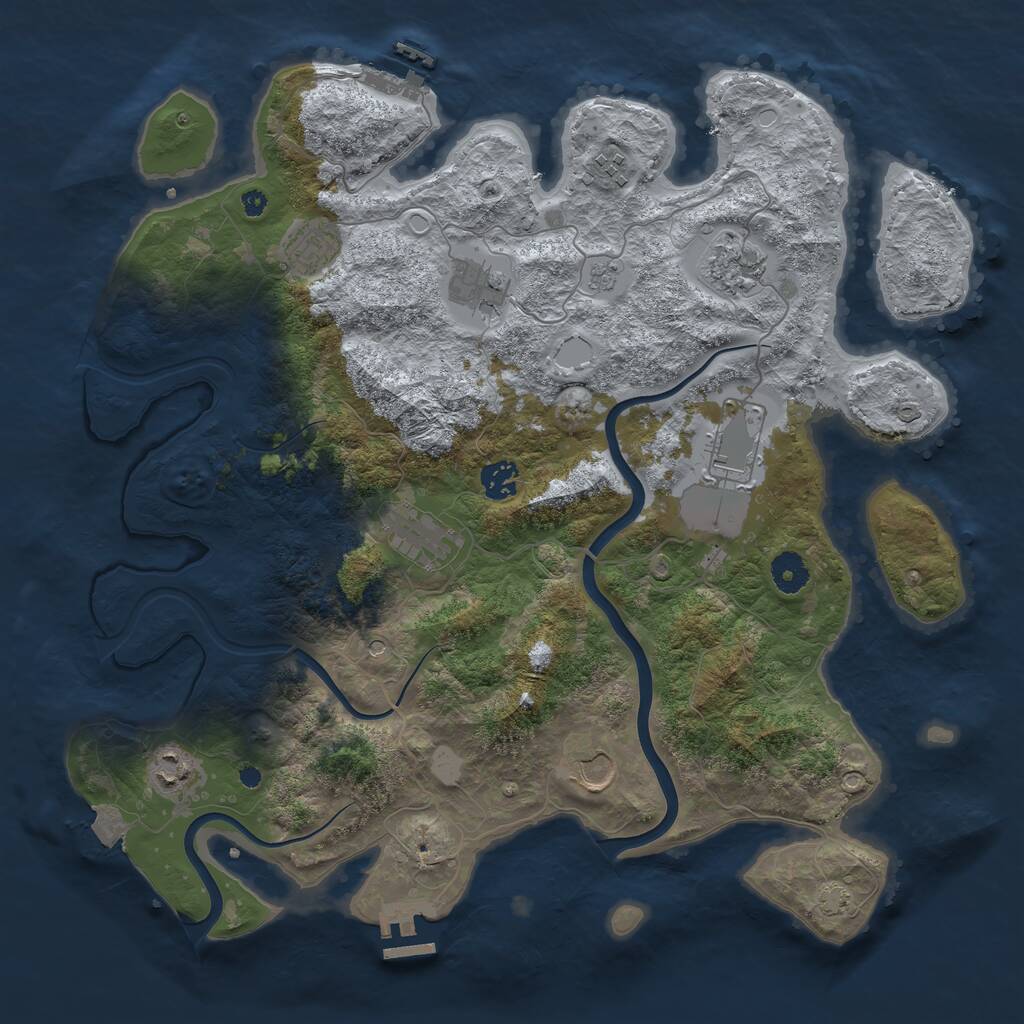 Rust Map: Procedural Map, Size: 3950, Seed: 1176554701, 15 Monuments