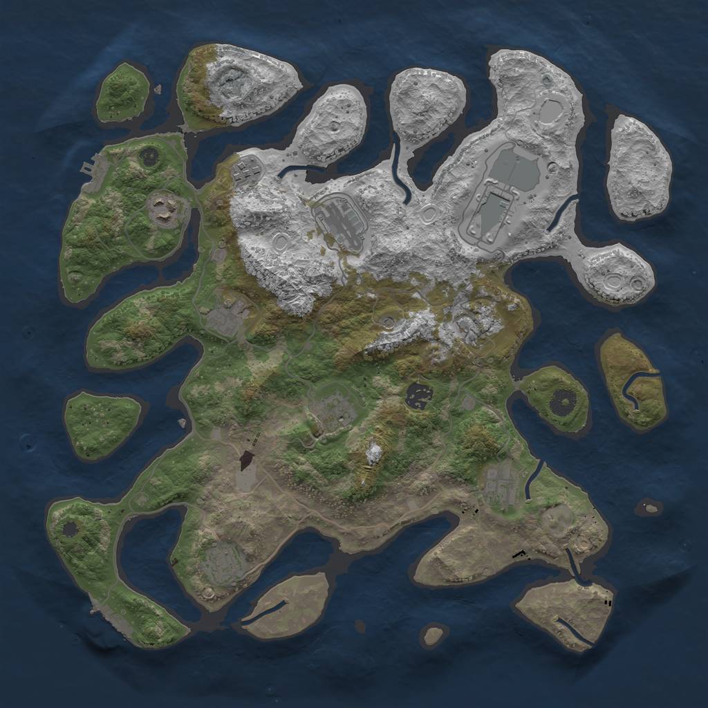 Rust Map: Procedural Map, Size: 3950, Seed: 1176554701, 18 Monuments