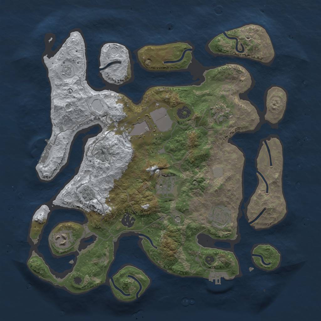 Rust Map: Procedural Map, Size: 3550, Seed: 275543, 16 Monuments