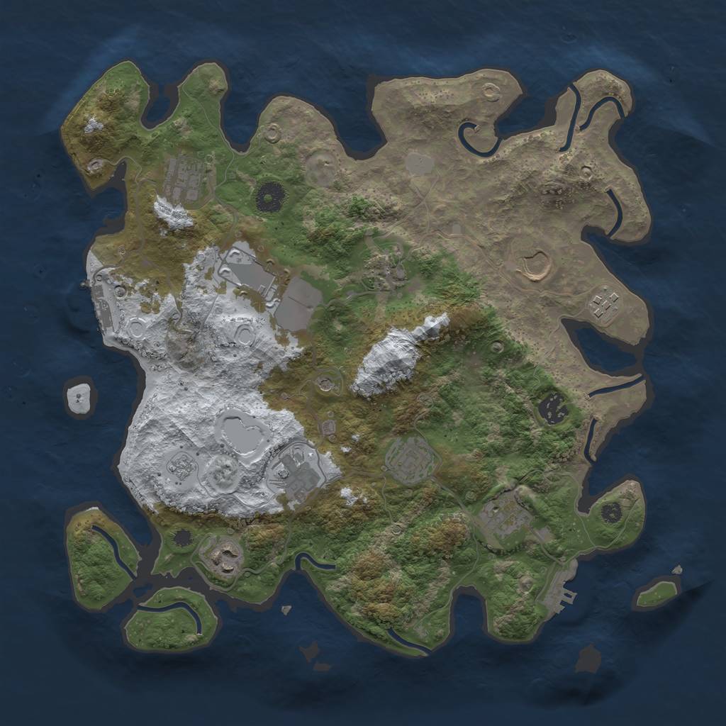 Rust Map: Procedural Map, Size: 3650, Seed: 545072326, 19 Monuments