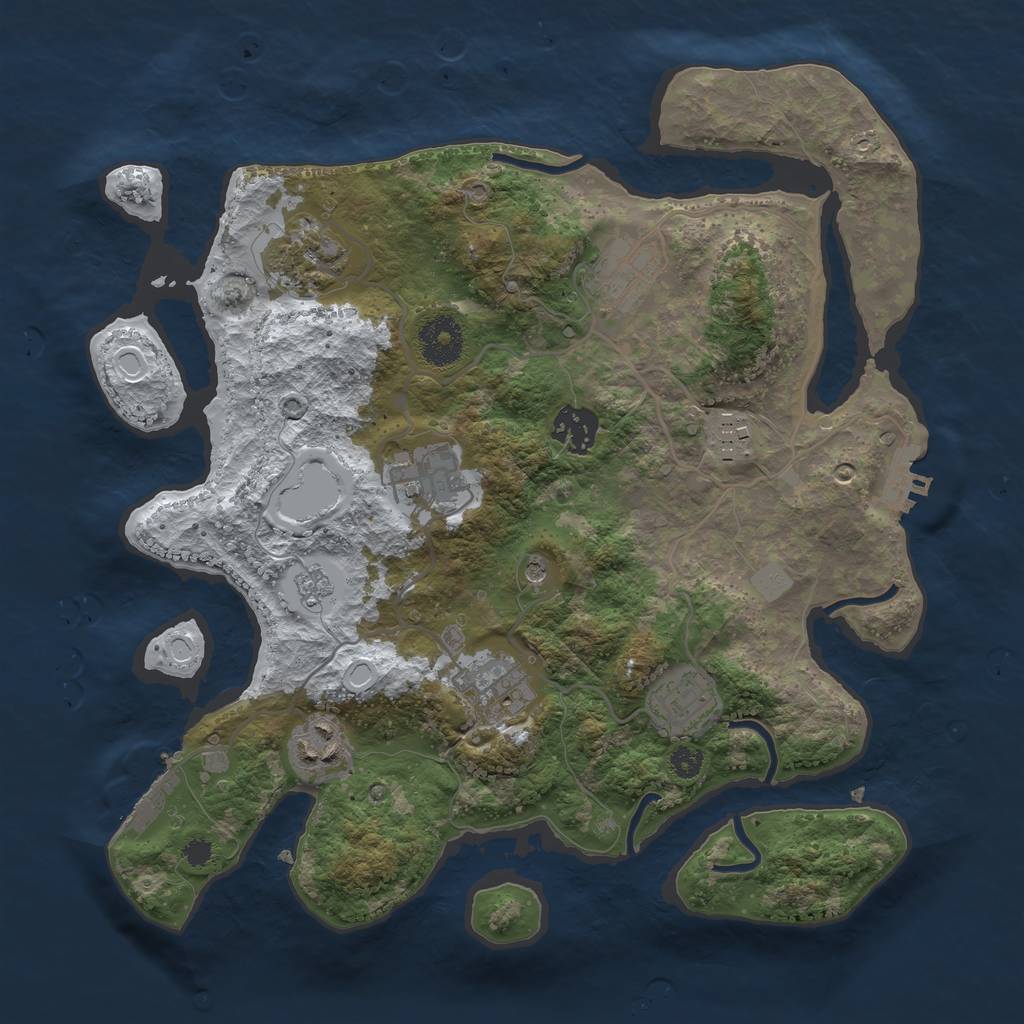 Rust Map: Procedural Map, Size: 3250, Seed: 65706, 17 Monuments